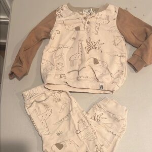 Cute Beige and Brown Animal Print Pajama Set